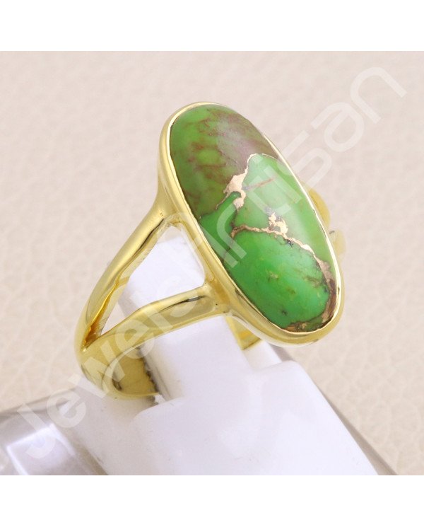Gold Vermeil Green Copper Turquoise Ring