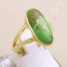 Green Copper Turquoise Ring Gold Plated Ring 925 Sterling Silver Ring