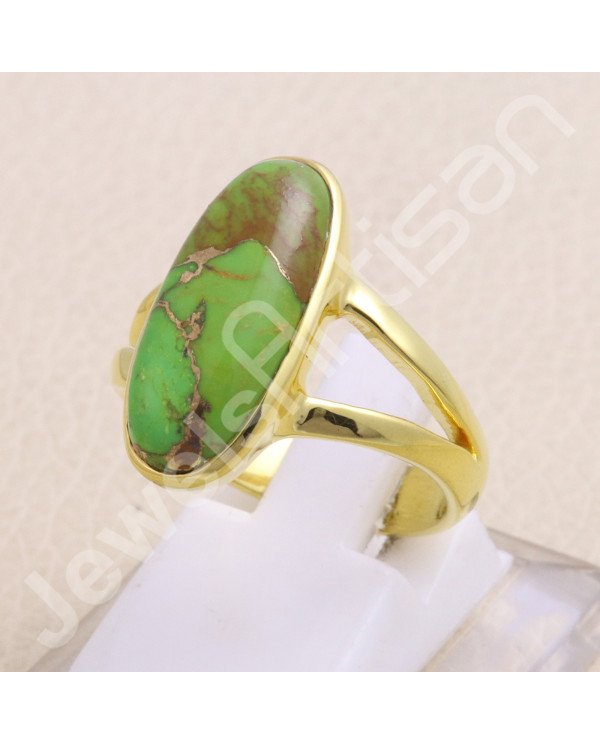 Gold Vermeil Green Copper Turquoise Ring