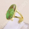 Green Copper Turquoise Ring Gold Plated Ring 925 Sterling Silver Ring