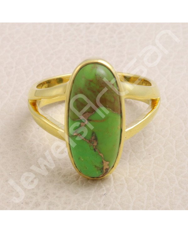 Gold Vermeil Green Copper Turquoise Ring