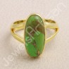 Green Copper Turquoise Ring Gold Plated Ring 925 Sterling Silver Ring