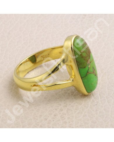 Gold Vermeil Green Copper Turquoise Ring