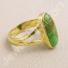 Green Copper Turquoise Ring Gold Plated Ring 925 Sterling Silver Ring