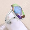 Sterling Silver Green Purple Copper Turquoise Ring
