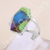 Sterling Silver Green Purple Copper Turquoise Ring