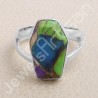 Sterling Silver Green Purple Copper Turquoise Ring