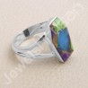Sterling Silver Green Purple Copper Turquoise Ring
