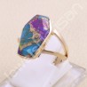 Green Purple Copper Turquoise Ring Rose Gold Plated Ring Solitaire Ring