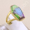 18 K Gold Plated Ring Copper Turquoise Ring Classic Solitaire Ring
