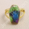 18 K Gold Plated Ring Copper Turquoise Ring Classic Solitaire Ring