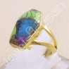 18 K Gold Plated Ring Copper Turquoise Ring Classic Solitaire Ring