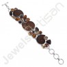 Fossil Ammonite Bracelet Multi Gemstone Bracelet 925 Silver Bracelet