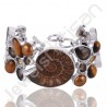 Fossil Ammonite Bracelet Multi Gemstone Bracelet 925 Silver Bracelet