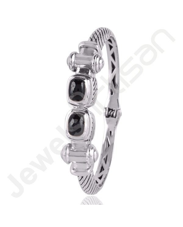 Black Onyx Bangle Rope Design Bangle 925 Sterling Silver Bangle