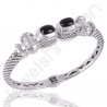 Black Onyx Bangle Rope Design Bangle 925 Sterling Silver Bangle