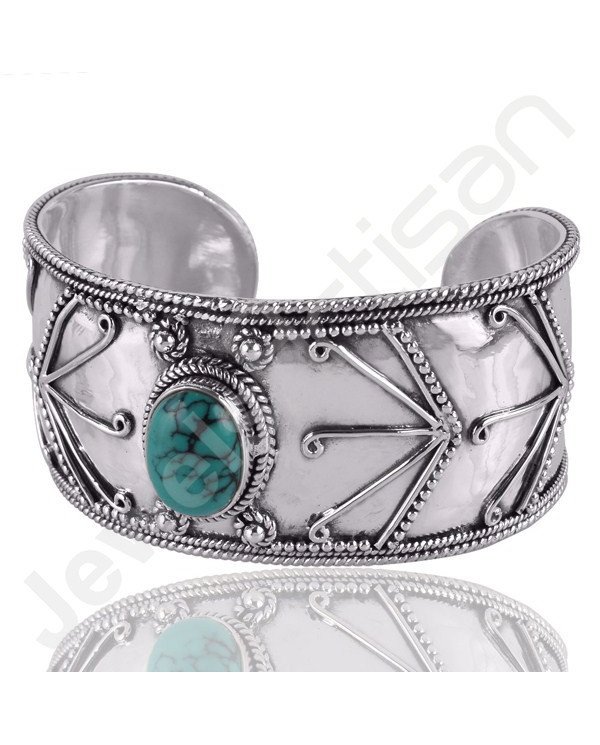 Sterling Silver Bangle Tibetan Turquoise Bangle Oxidized Silver Bangle