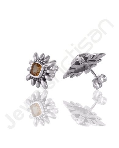 Citrine Studs November Birthstone Studs 925 Sterling Silver Studs