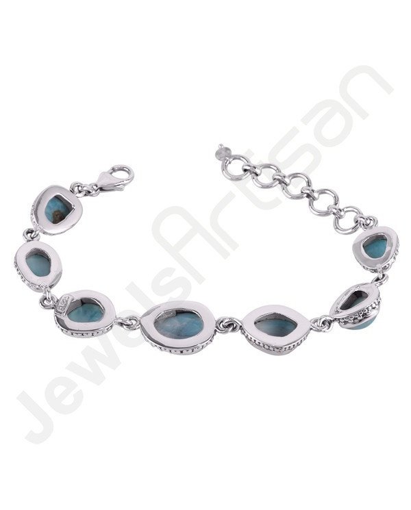 Larimar Bracelet 925 Sterling Silver Bracelet Handmade Bracelet