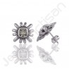 Green Amethyst Studs Natural Gemstone Studs 925 Sterling Silver Studs