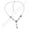 925 Sterling Silver Necklace Pearl Necklace Larimar Necklace