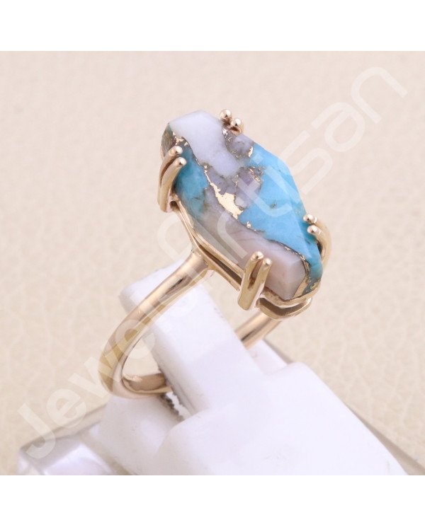 18 K Rose Gold Plated Pink Spiny Oyster Turquoise 925 Sterling Silver Ring