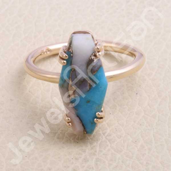 Pink Spiny Turquoise Ring Sterling Silver Ring Rose Gold Plated Ring
