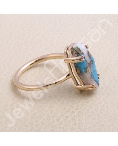 18 K Rose Gold Plated Pink Spiny Oyster Turquoise 925 Sterling Silver Ring