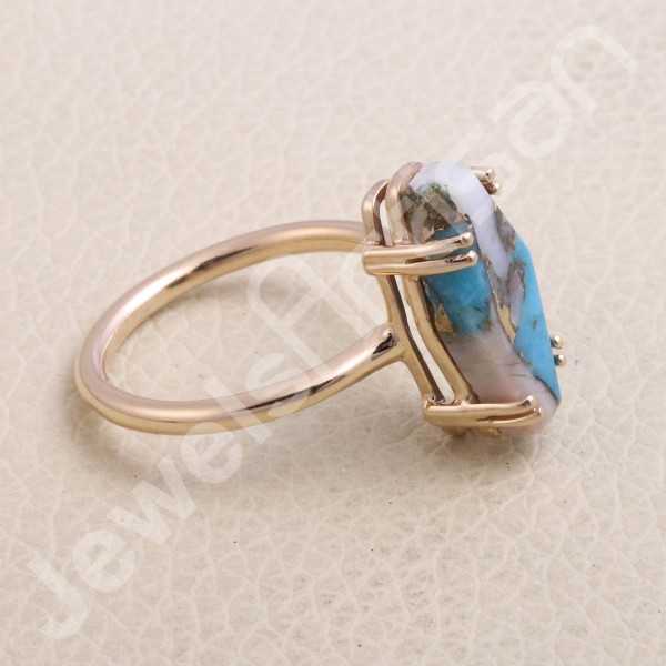 Pink Spiny Turquoise Ring Sterling Silver Ring Rose Gold Plated Ring