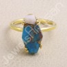 Gold Plated Ring Pink Spiny Oyster Turquoise Ring Solid Silver Ring