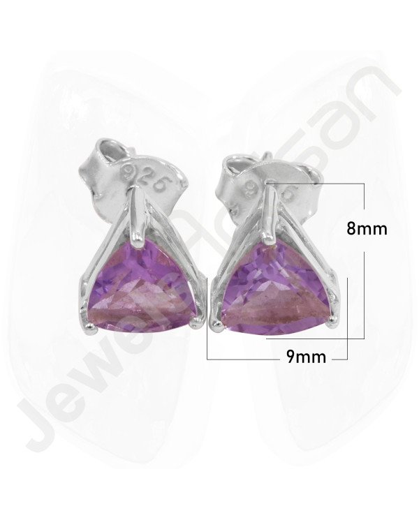 Amethyst 925 Sterling Silver Handmade Stud Earrings