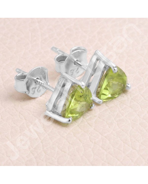 Peridot 925 Sterling Silver Stud August Birthstone Stud Earrings