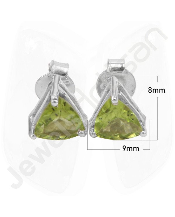 Peridot 925 Sterling Silver Stud August Birthstone Stud Earrings
