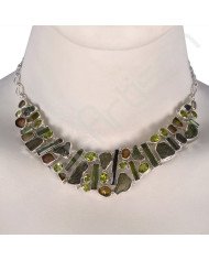 925 Sterling Silver Necklace Moldavite Necklace Cluster Necklace