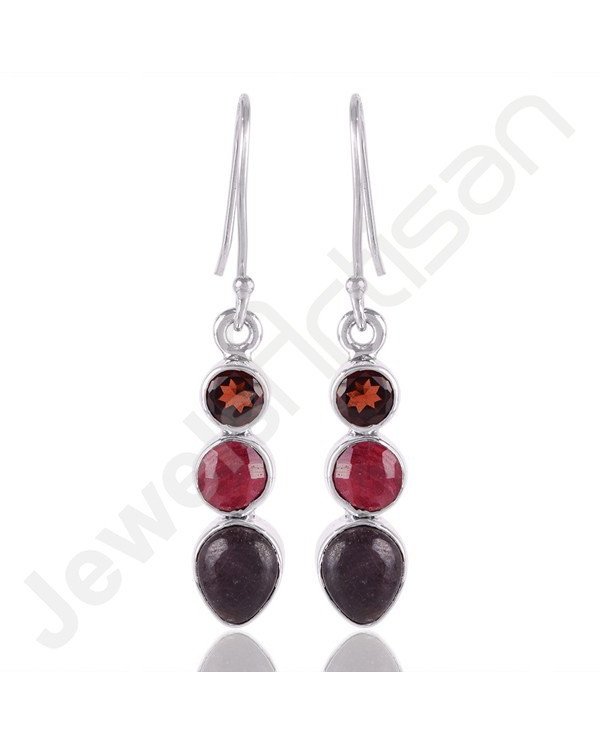 Ruby Earrings 925 Sterling Silver Earrings Dangle Drop Earrings