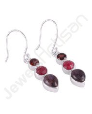 Ruby Earrings 925 Sterling Silver Earrings Dangle Drop Earrings