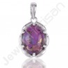 Sterling Silver Purple Copper Turquoise Prong Set Pendant