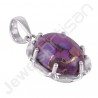 Sterling Silver Purple Copper Turquoise Prong Set Pendant