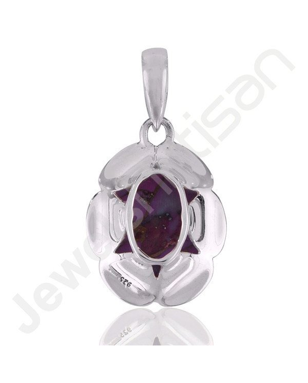 Sterling Silver Purple Copper Turquoise Prong Set Pendant