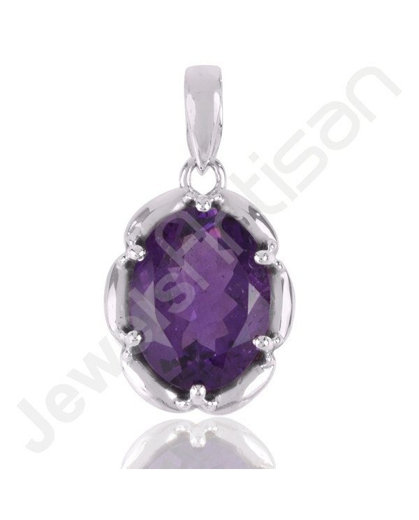 Sterling Silver Handcraft Natural Amethyst Pendant