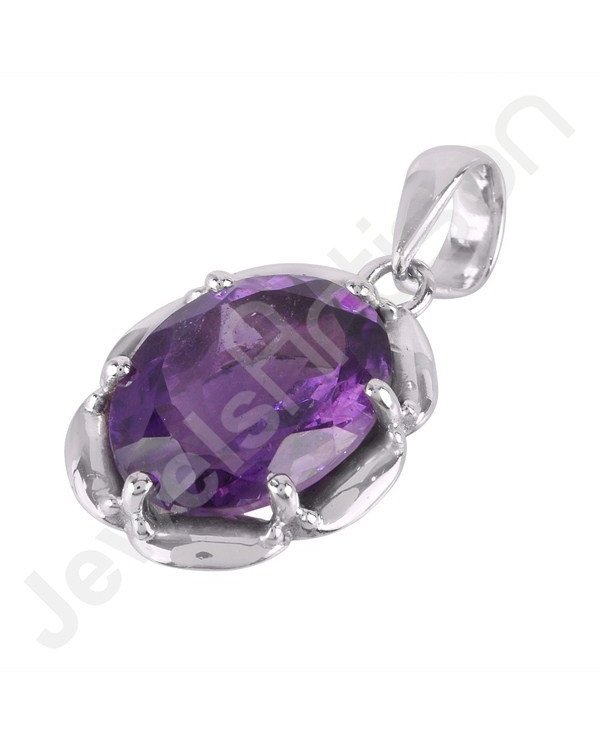 Sterling Silver Handcraft Natural Amethyst Pendant