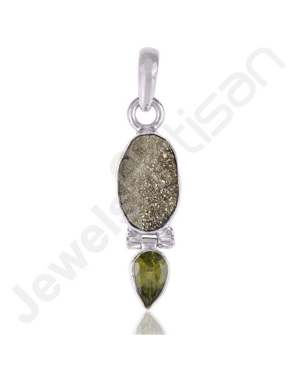 Sterling Silver Spectro Pyrite Peridot Pendant