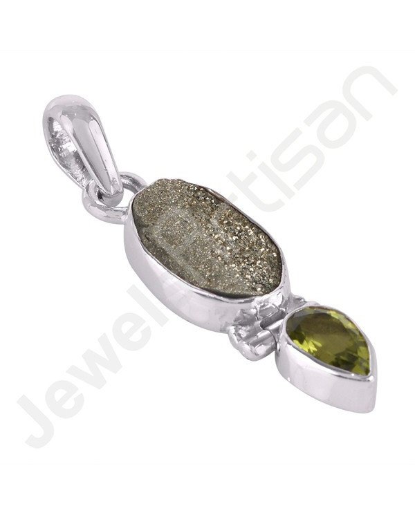 Sterling Silver Spectro Pyrite Peridot Pendant