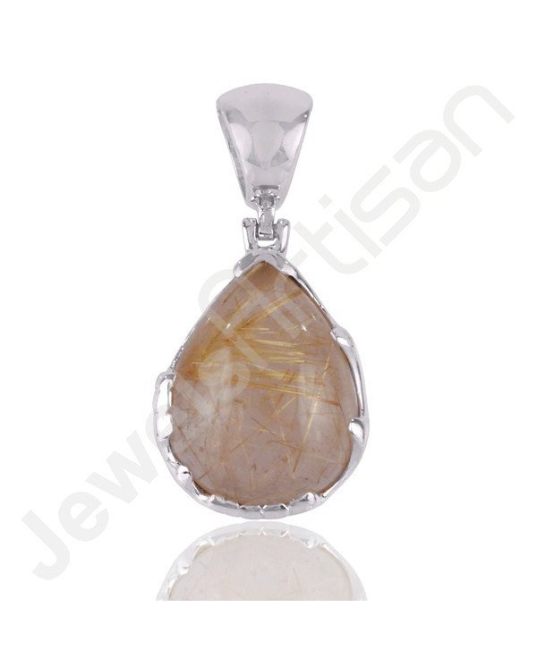 Rutilated Quartz Sterling Silver Statement Pendant