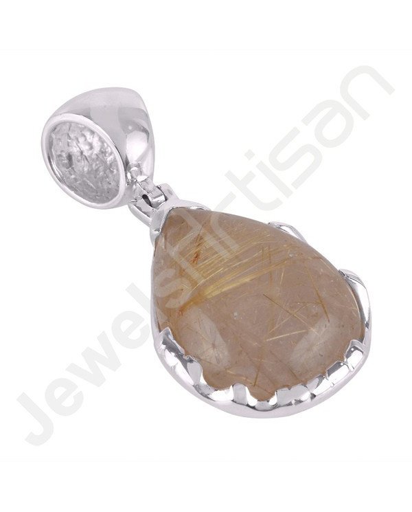 Rutilated Quartz Sterling Silver Statement Pendant
