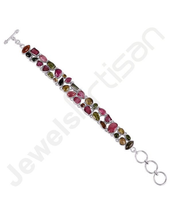 Cluster Bracelet Tourmaline Bracelet 925 Sterling Silver Bracelet