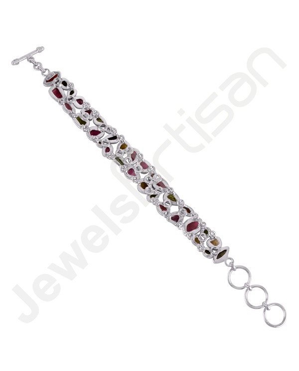Cluster Bracelet Tourmaline Bracelet 925 Sterling Silver Bracelet