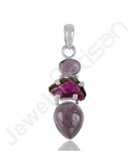 Sterling Silver Handcraft Natural Tourmaline Pendant