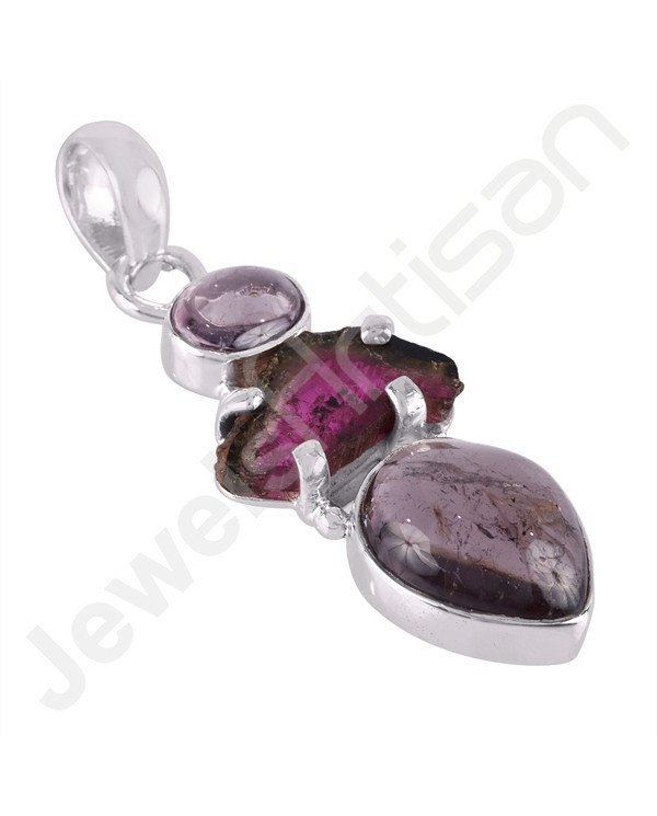 Sterling Silver Handcraft Natural Tourmaline Pendant