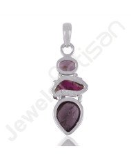 Sterling Silver Handcraft Natural Tourmaline Pendant